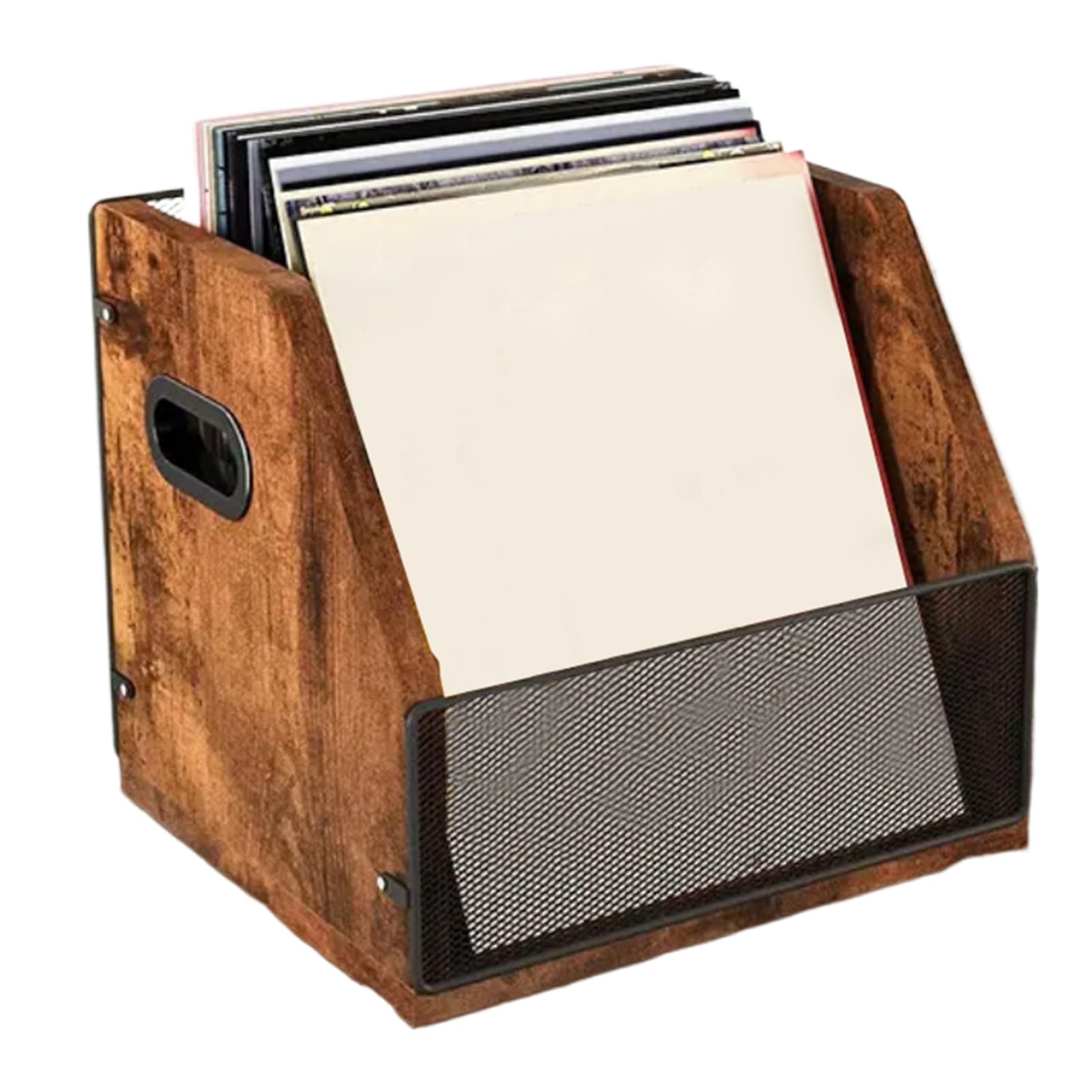 Pudełko do przechowywania płyt, stylowe rozwiązanie, 37 x 30 x 29 cm, organizer do albumów winylowych, organizer do ekspozycji albumów, łatwy dostęp, dla kolekcjonerów i miłośników muzyki