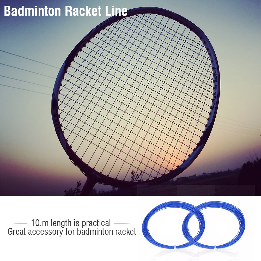 Keenso Cuerdas de Bádminton, Cuerda Nylon 10 m, Accesorio de Reparación de Bádminton(Azul)