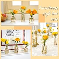 Vista 5 de Jarrones de brotes de champán en paquetes al por mayor de 24 envases, jarrones de vidrio ámbar pequeños para decoración, centros de mesa, jarrones