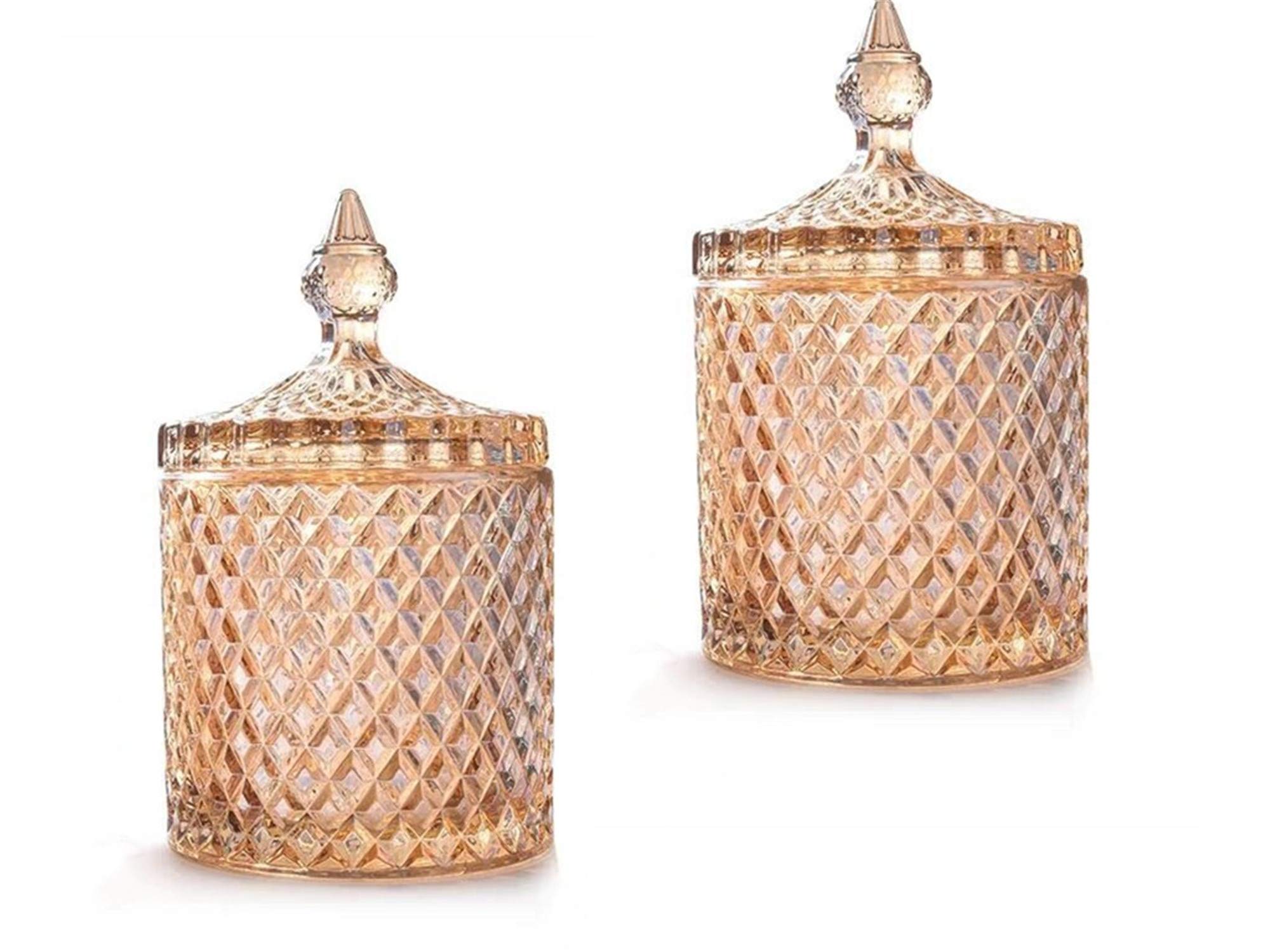 2 pots de bonbons en verre avec couvercle bol de bonbons décoratif recouvert de cristal, bocal de rangement
