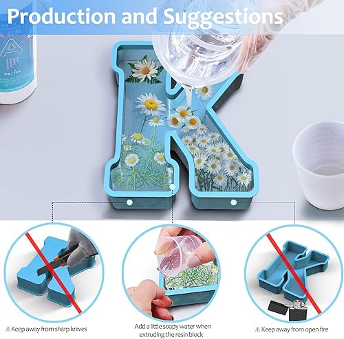Miniatura 5 de Molde de resina, moldes de silicona 3D de letra G grande para fundición de resina epoxi, moldes del alfabeto de silicona para resina para arte,