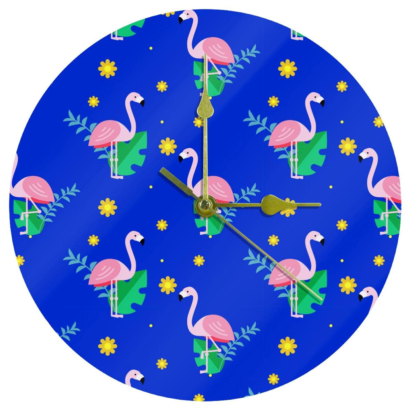 Horloge murale en acrylique flamant rose bleu 24cm pour maison