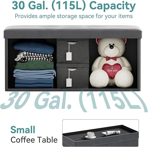 Miniatura 27 de BRIAN & DANY Banco otomano plegable de almacenamiento, otomana con almacenamiento, reposapiés, asiento para dormitorio, sala de estar, entrada,