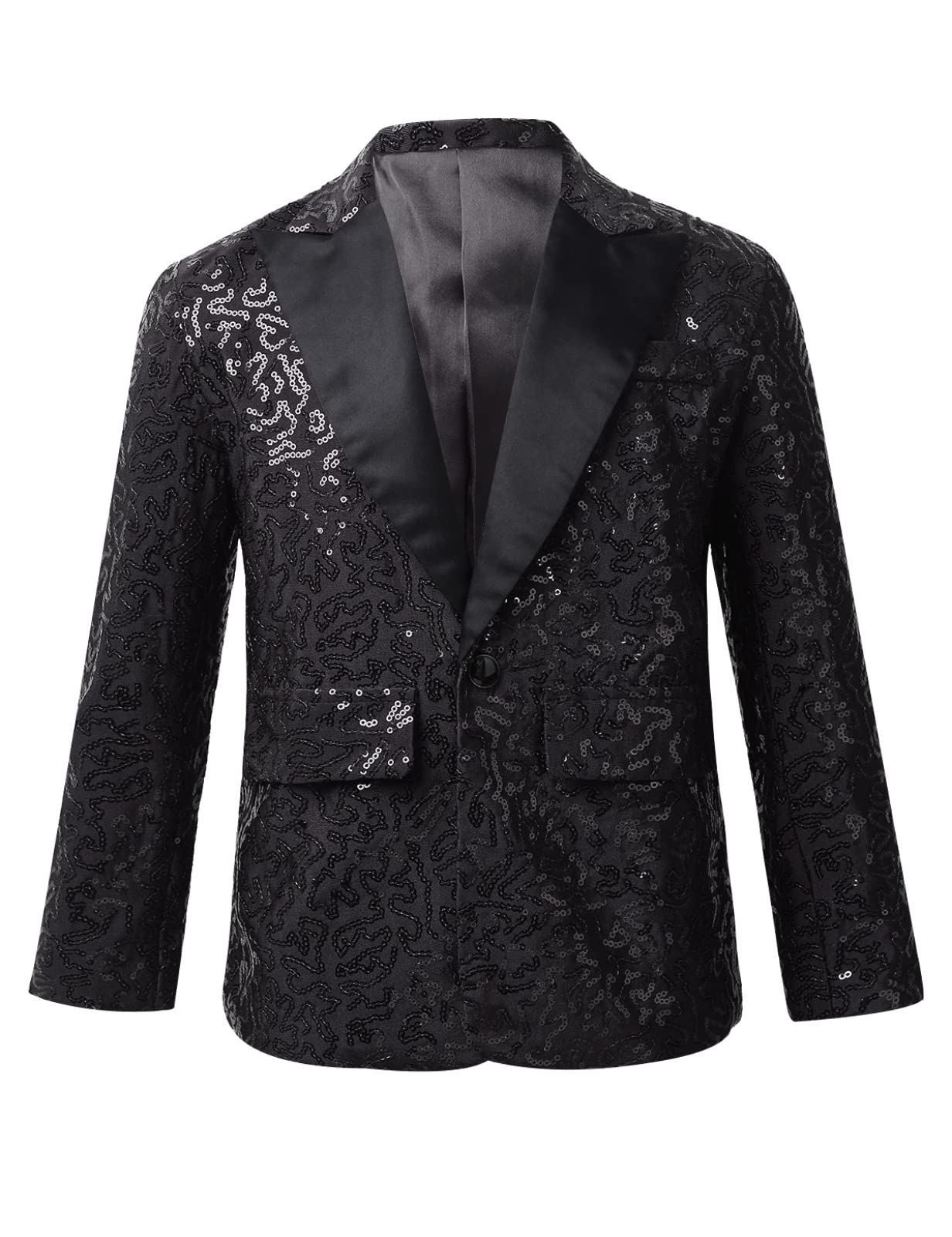 Mufeng Blazer Enfant Garçons Élégant Costumes d'honneur Mariage Banquet Veste Smoking Gentilhomme Manteau Vestons à Paillettes 5-14 Ans