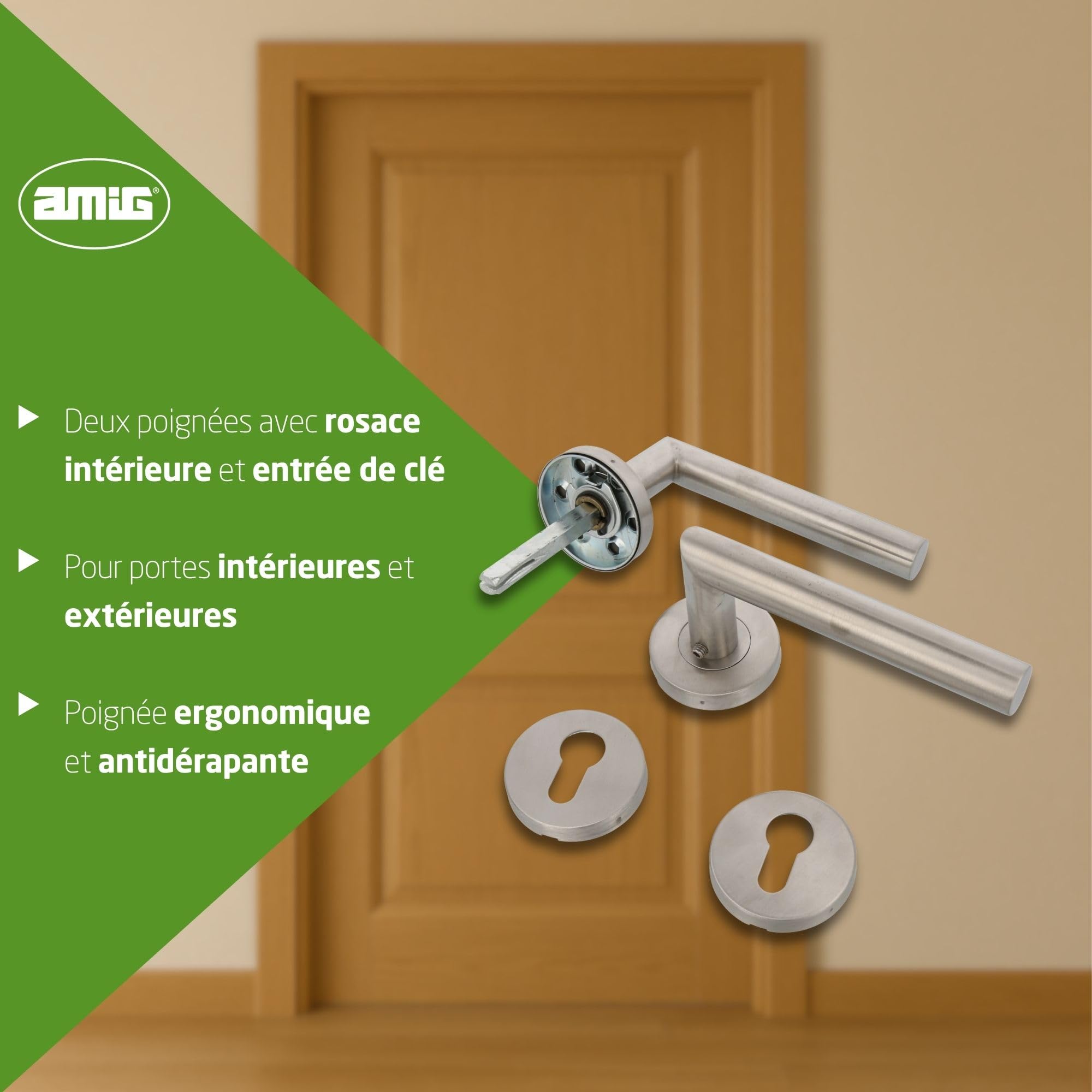 Amig - Jeu De Poignées En Verre Mod.4 En Acier Inoxydable 18/8