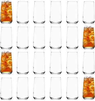 24x 480ml Hiball Glasses - 'Tallo' Range - Modern Highball Cocktail Juice Water Tall Drinking Tumblers - Dishwasher Safe - By Argon Tablwware