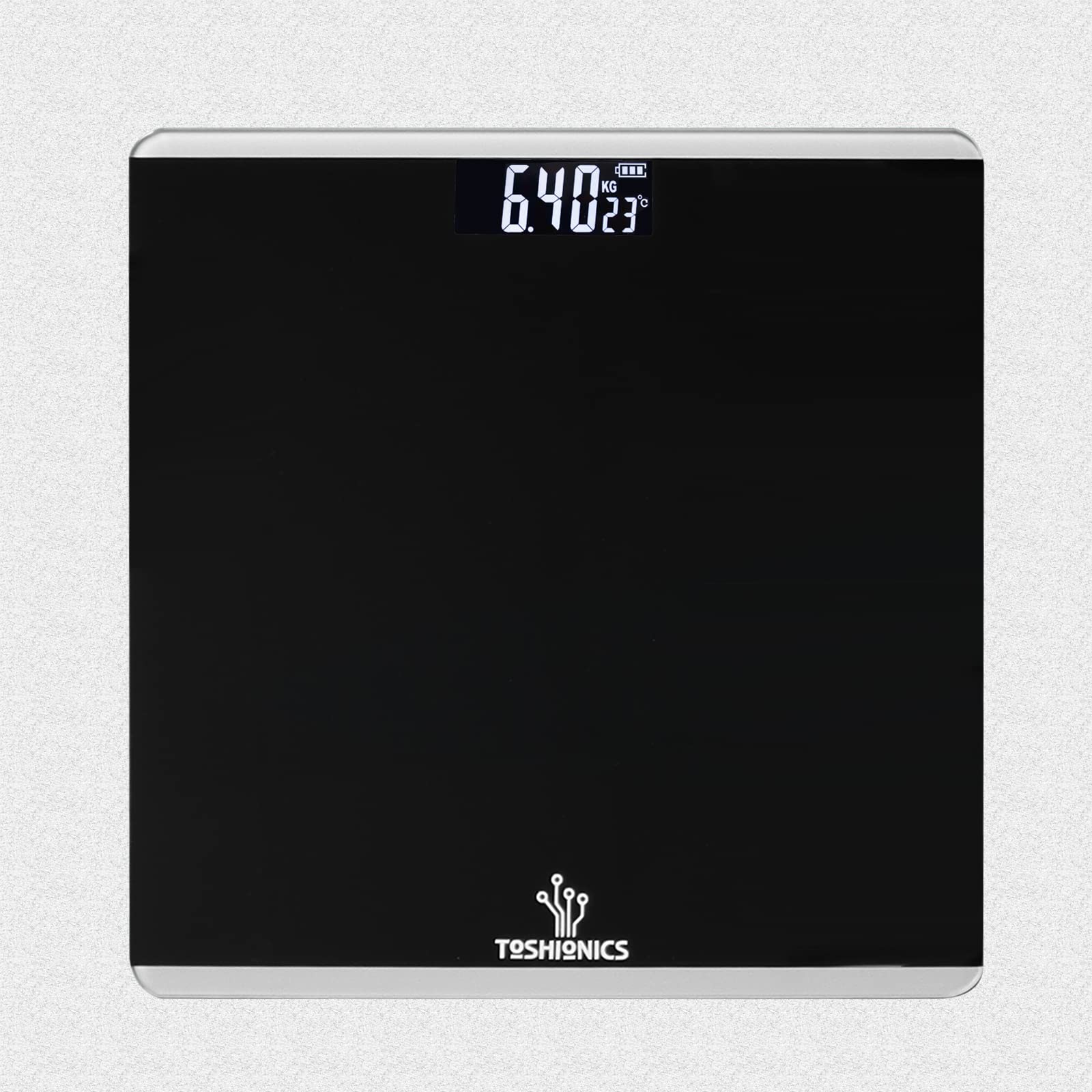 Toshionics Wireless Digital Bathroom Scale, Smart Glass Weighing Machine For Body Weight with LCD Display, Accurate Body Fat Measurement for Home, Office, Kitchen,lbs/kg|Step-On Activation|Auto-On/Off