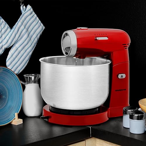 Vista 13 de OVENTE Batidora eléctrica de pie con cuenco de acero inoxidable de 3.5 cuartos de galón, mezclador de cocina portátil y ligero de 5 velocidades
