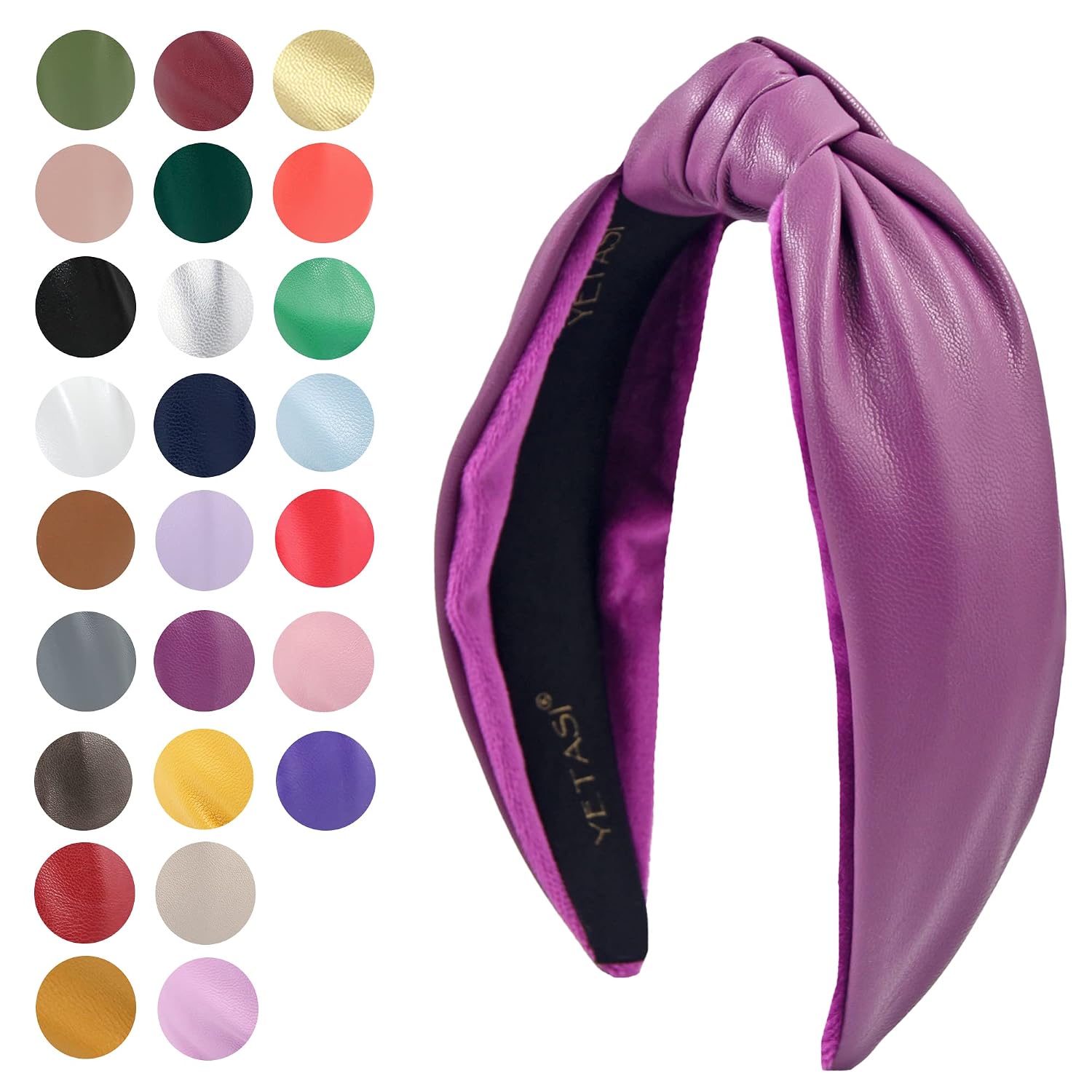 Purple Leather Knotted Headband for Women is a Top Knot Womens Headbands Fashion Designer Warable All Day Orchid Purple Unique Head bands for Women's Hair