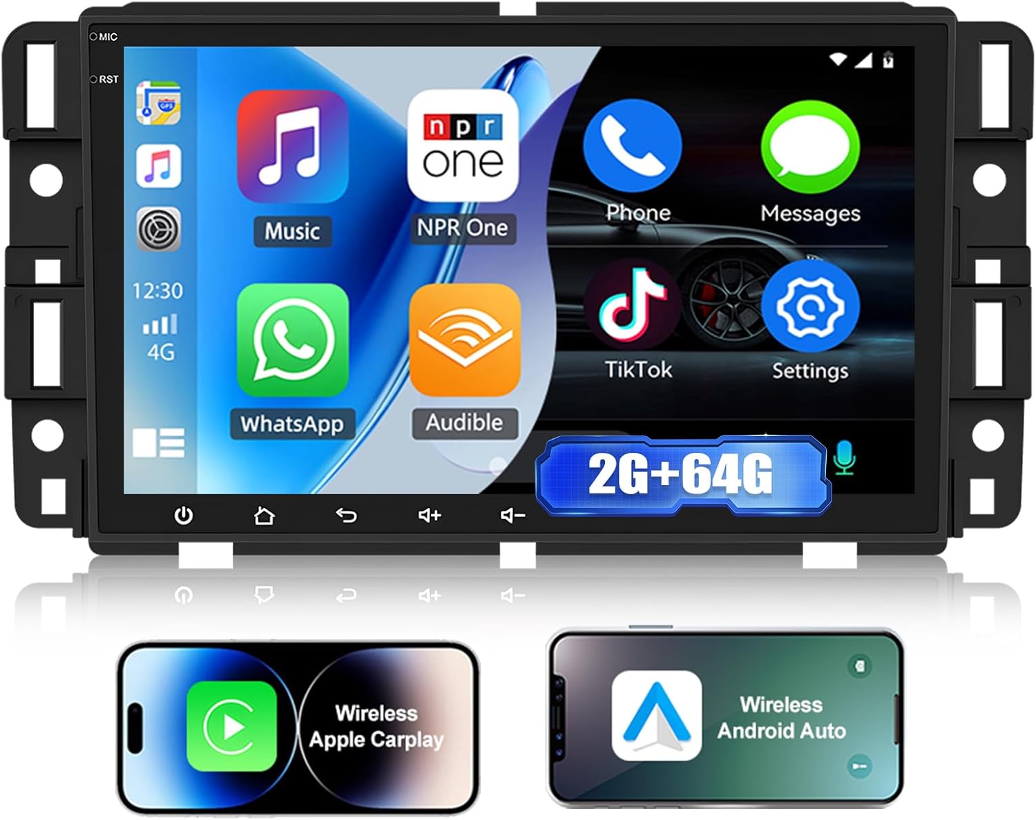 Car Stereo for GMC Sierra Yukon Chevrolet Buick Chevy Silverado | 2G+64G 8" Touchscreen Android 13 Car Radio Wireless CarPlay Android Auto, WiFi GPS Bluetooth FM/RDS + Backup Camera