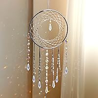 Vista 10 de Artilady Atrapasueños de Mariposa con Cristales - Atrapasueños de Luna Rosa Boho Grande Decoración de Pared Decoraciones del Hogar Dormitorio