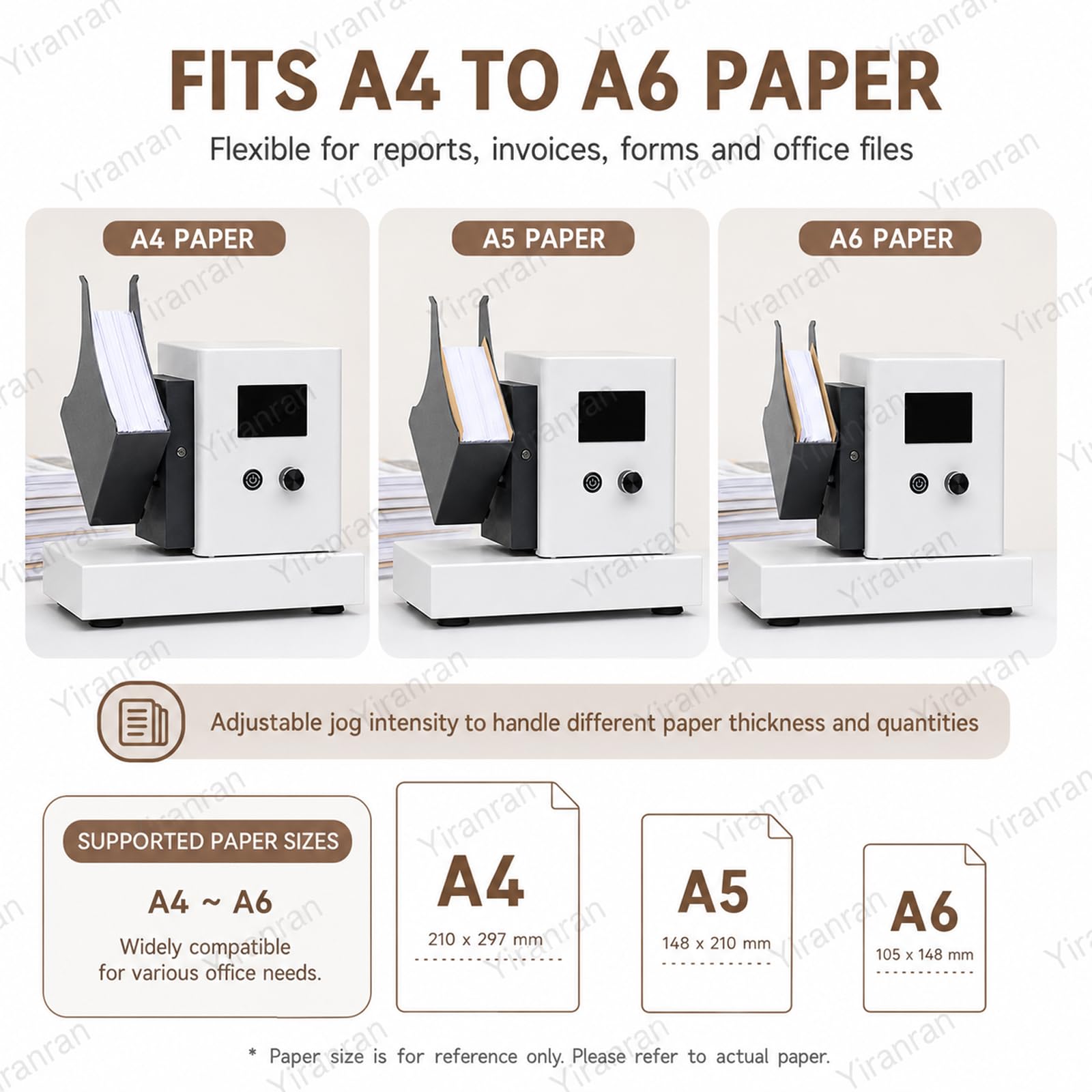 Macchina automatica per il jogging della carta, dispositivo di allineamento della carta da tavolo da 500 fogli, controllo regolabile per l'ordinamento della carta A4 A5 A6 in uffici, scuole