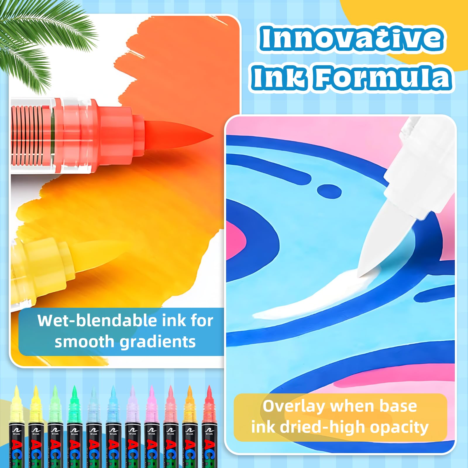 Vakki 120 Acrylstifte für steine wasserfest, Doppelspitze Acrylmarker, 4,0g Mega-Tintenvorrat Acrylic marker Acrylmarker Set Perfekt für Steine Bemalen, Glas, Holz, Keramik, Metall & Leinwand