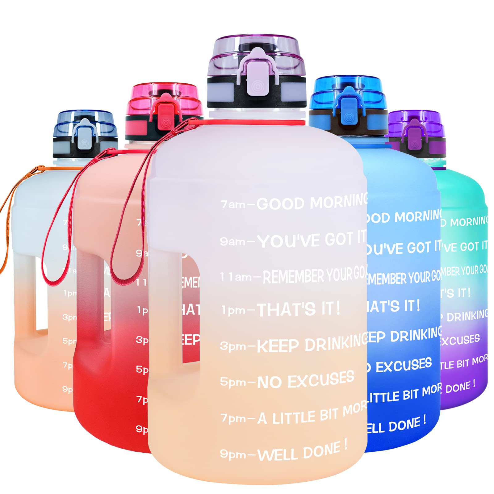 BuildLife Gallon Water Bottle - 128 oz, Leak Proof Lid with Time Markers for Gym