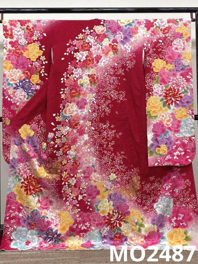 振袖 豪華 銀通し 刺繍 金彩 紋意匠 薔薇 洋花 身丈170cm 撥水加工