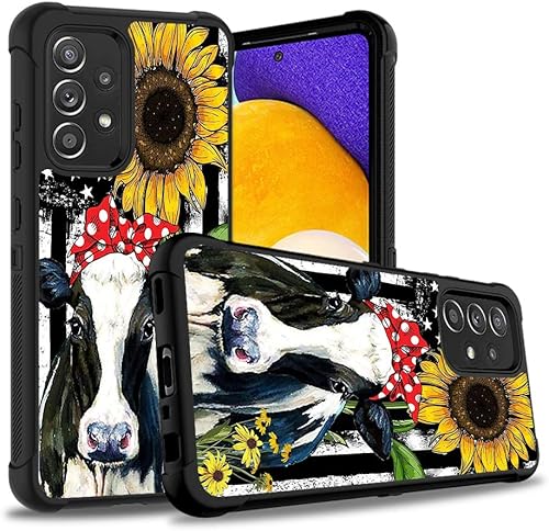 BWOOLL Funda para Galaxy A52, resistente 3 en 1 híbrida de policarbonato duro y silicona suave a prueba de golpes, funda protectora para Samsung