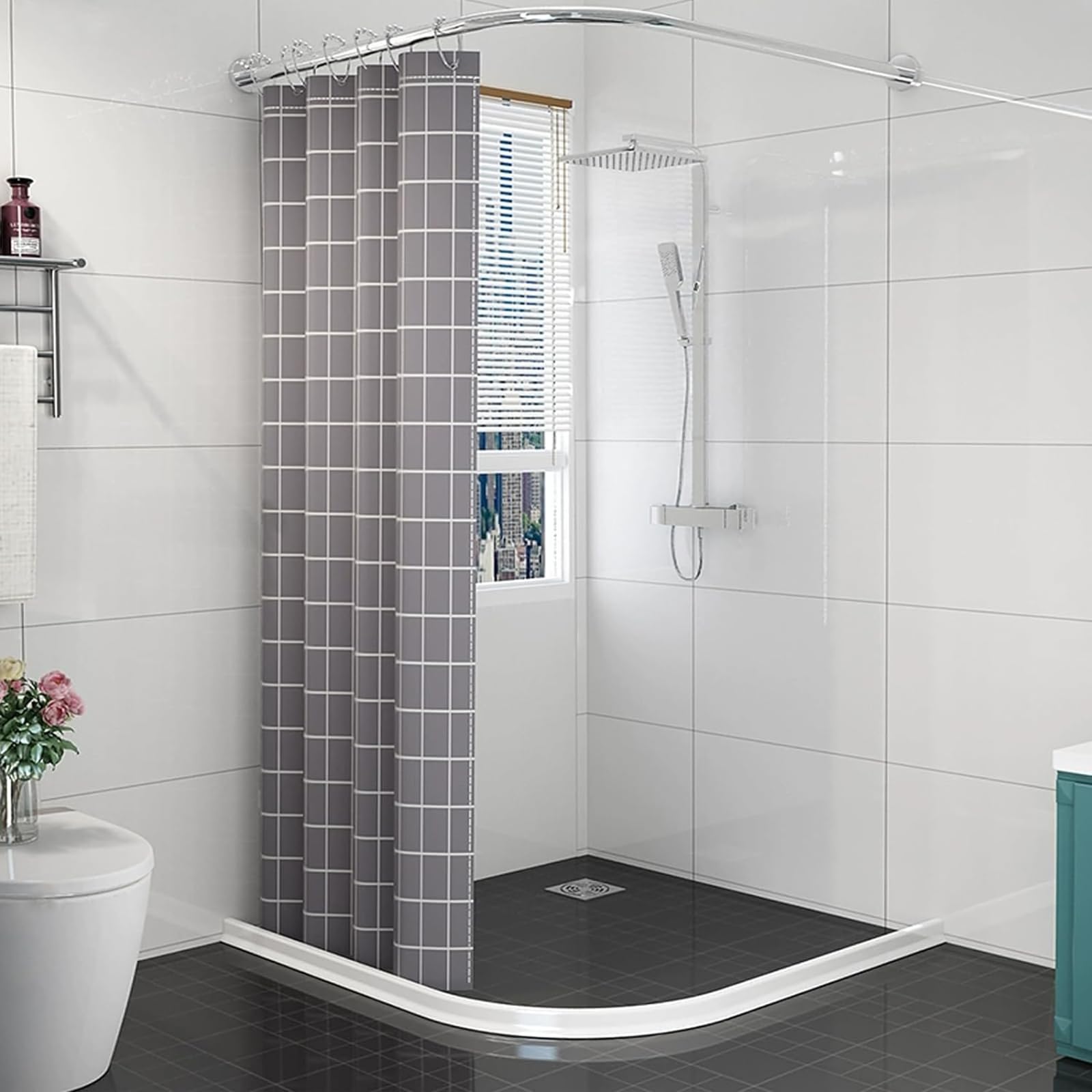 Set di 2 paraspruzzi per doccia bagno per tenere l'acqua nella doccia, paraschizzi per vasca da bagno, impermeabile, autoadesivo, facile da installare, rimovibile