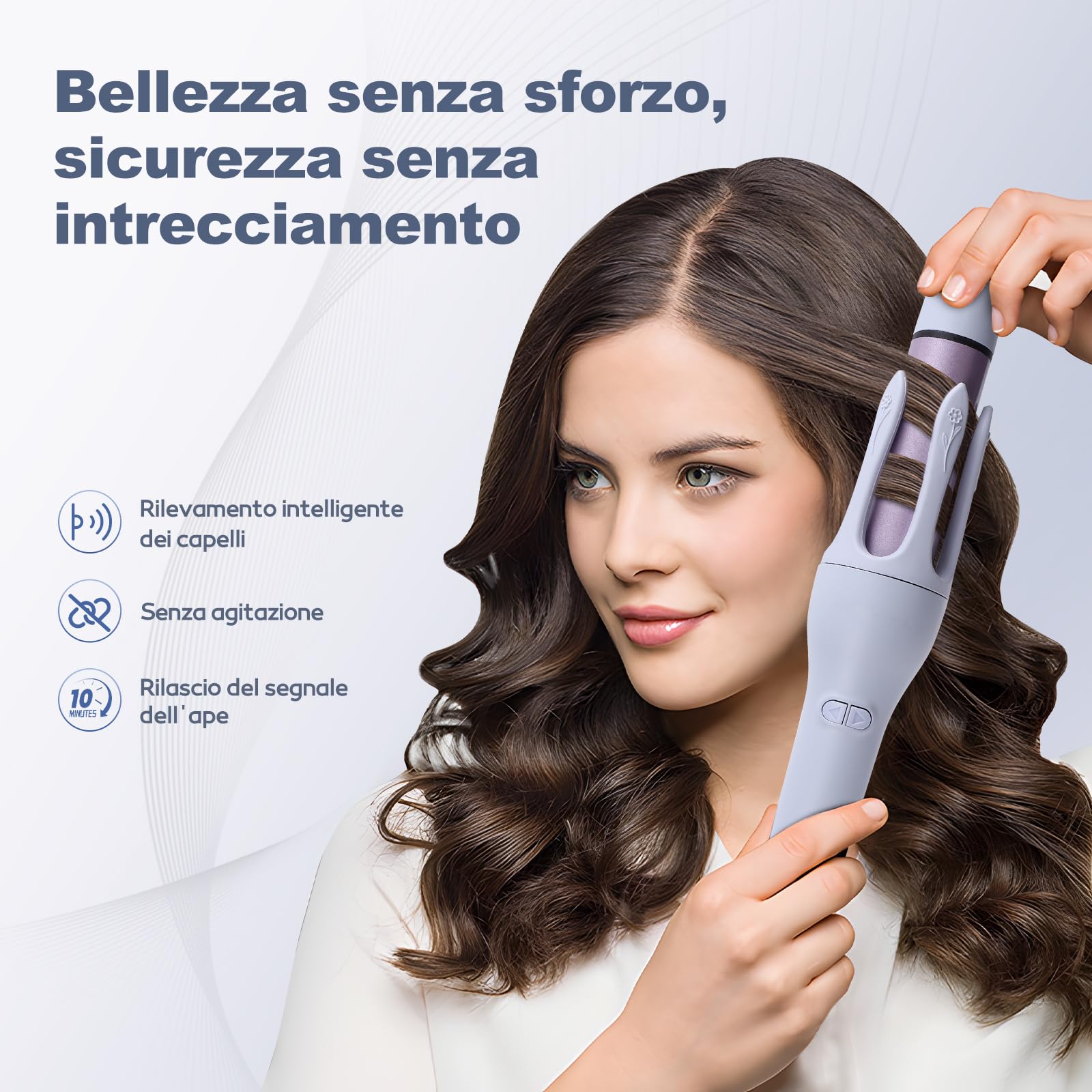 32mm Arricciacapelli Automatico, 2 in 1 Arricciacapelli + Piastra Capelli, Rivestimento in Ceramica, 3 Temp(160°C-200°C), Riscaldamento PTC e Acconciature Durature
