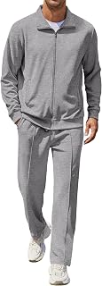 COOFANDY Men's Casual Sweatsuit 2 Piece Athletic Full Zip Tracksuit Jacquard Jogging Set Fashion Jackets And Pants Outfit