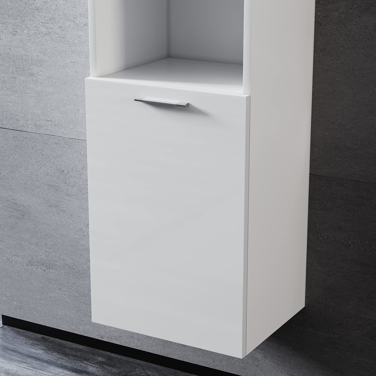 SONNI Badezimmerschrank Hochschrank, Badschrank schmal, Hochglanz Weiß 30cm