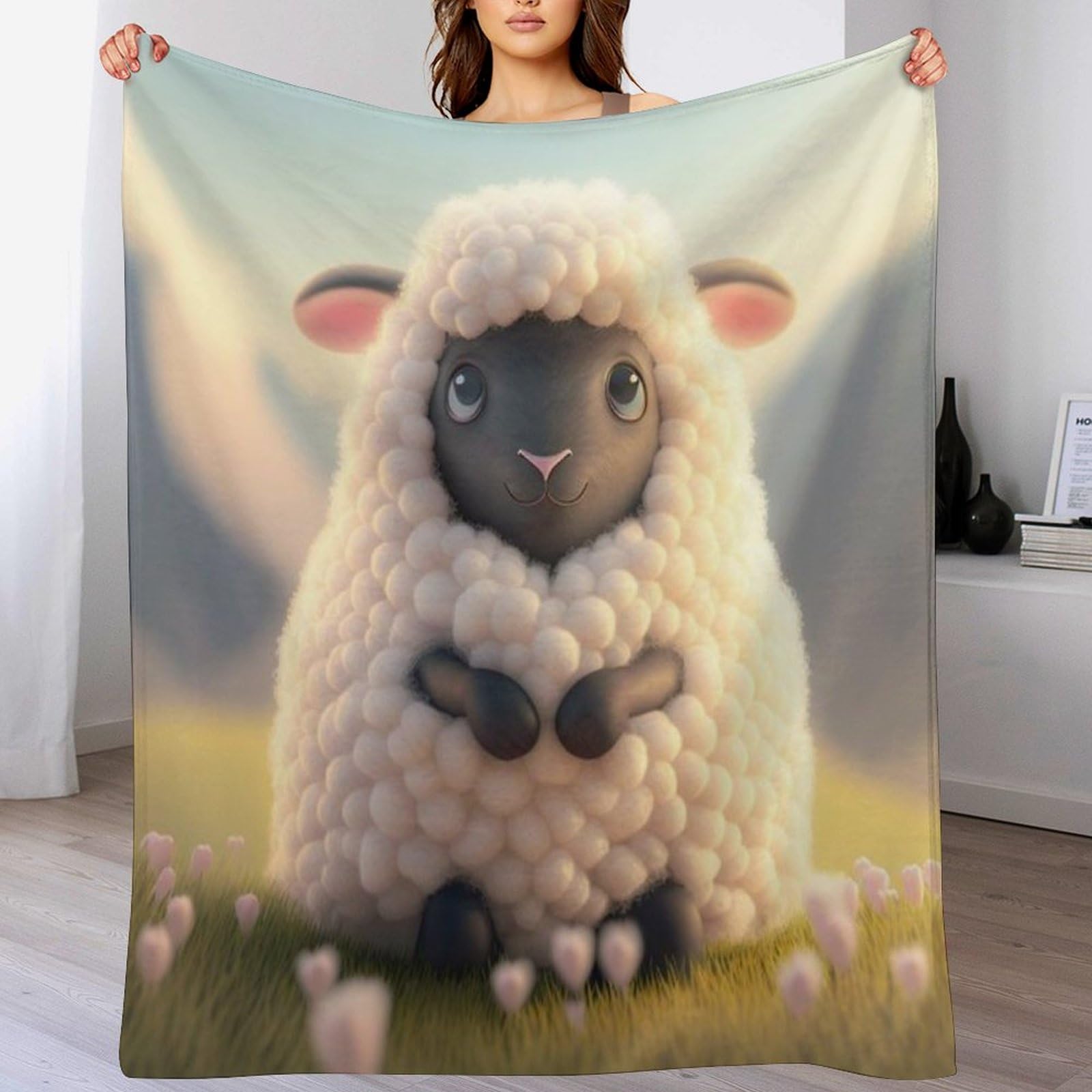 Couverture polaire flannel mouton lit canapé : plaid chaud et doux 130x150