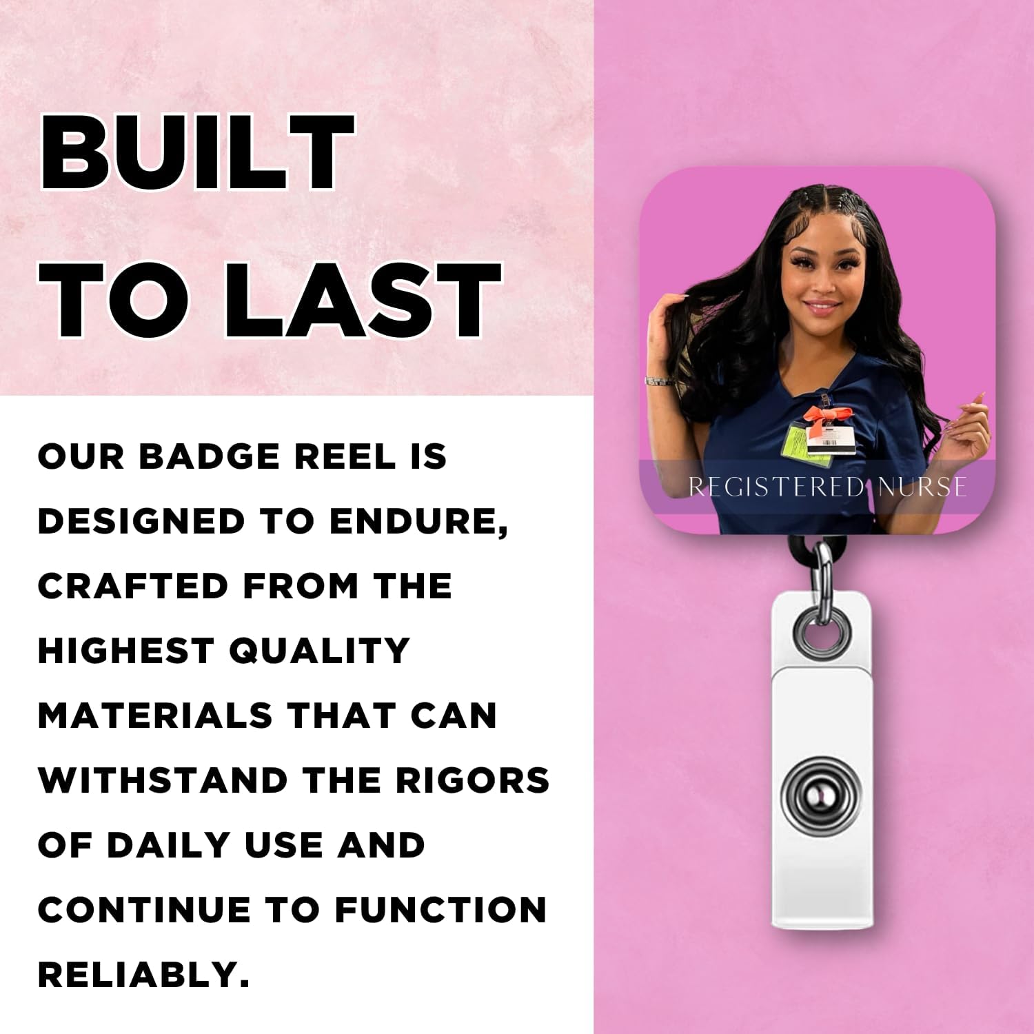 RBZ Professional Square Custom Retractable Badge Reel – Add Your Photo and Text – Ideal for Medical Professionals, Nurses, Doctors, Teachers, Office Workers, and Students with Swivel Clip
