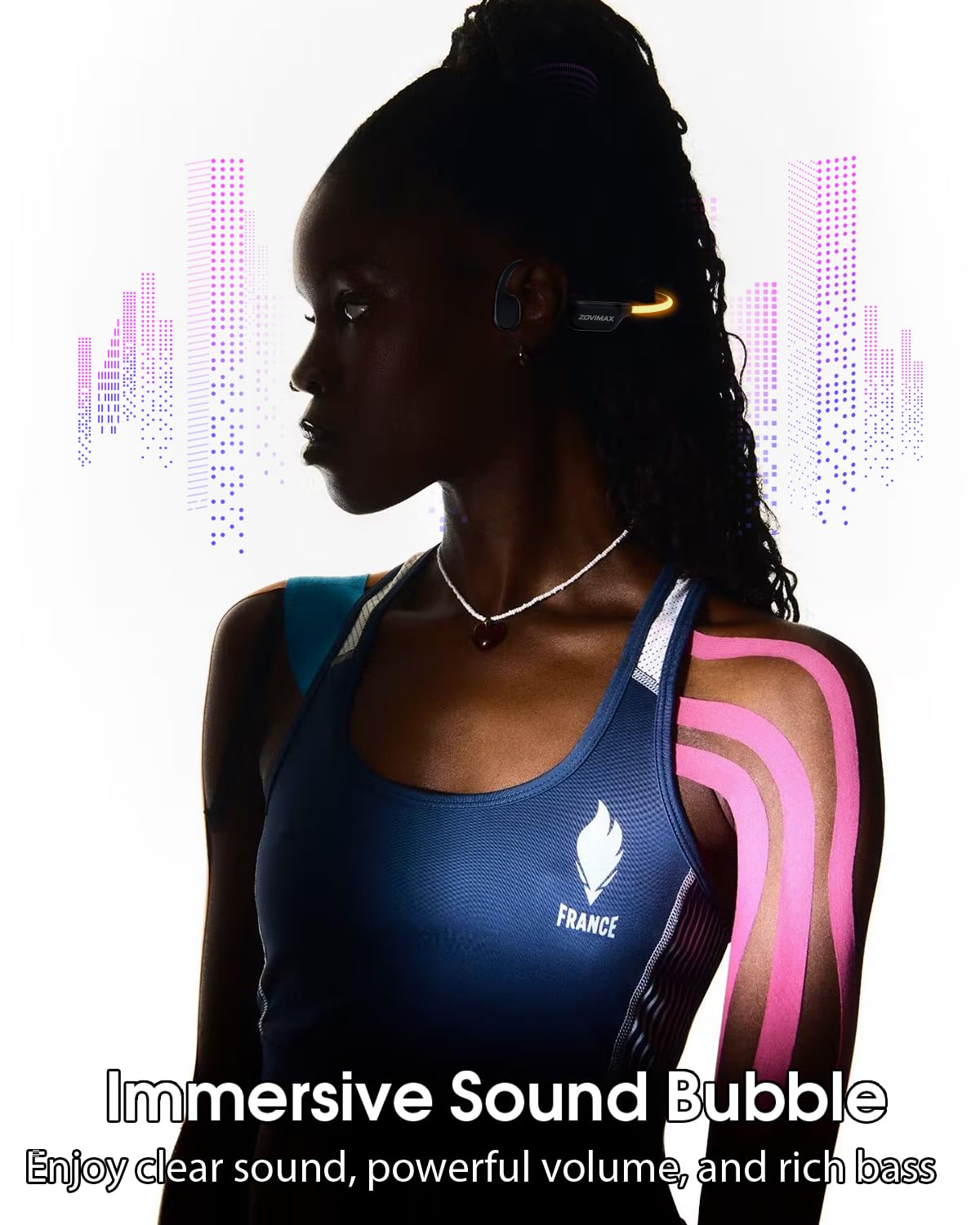 Knochenschall Kopfhörer Bluetooth 6.0 mit LED-Sicherheitslicht, Open Ear Sportkopfhörer Bluetooth mit Mikrofon, IP7 wasserdicht, 10Std Sportkopfhörer für Fitness/Radfahren/Laufen, Schwarz-Orange