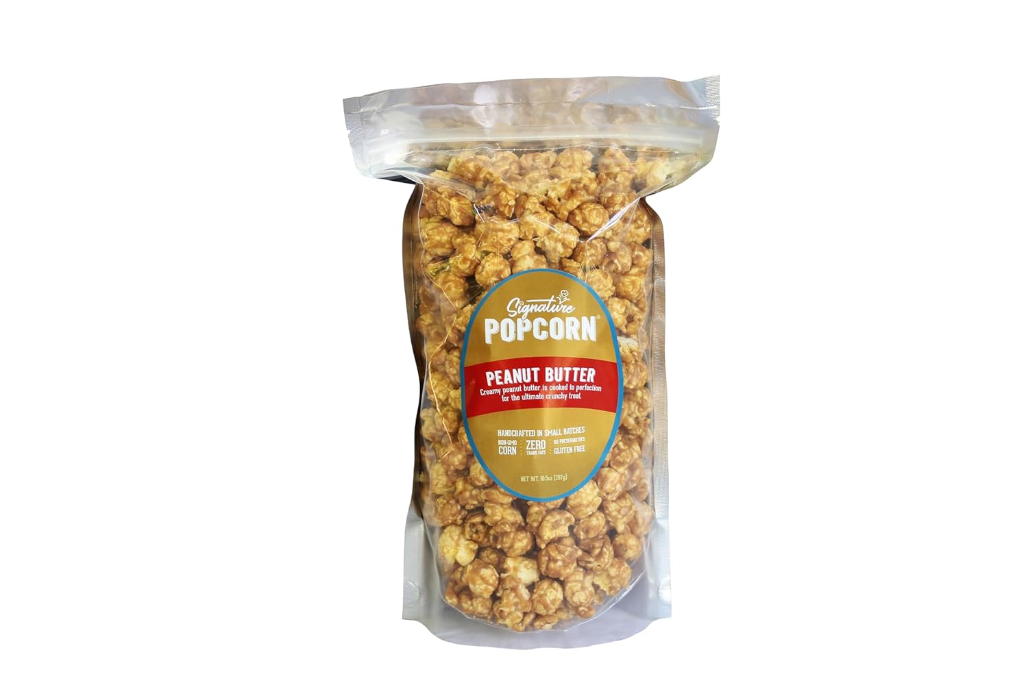 Signature Popcorn, 3-Pack Large Resealable Bags, Peanut Butter, Gourmet Popcorn Snack, Gluten Free