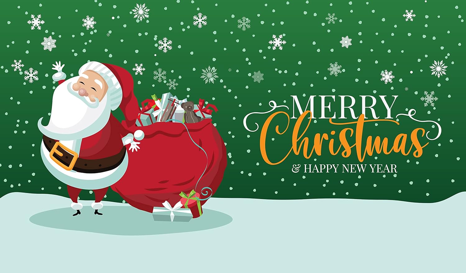 Snowflake Santa | 2-Car Garage Door Christmas Cover Banner Decoration - (7'H x 16'W)