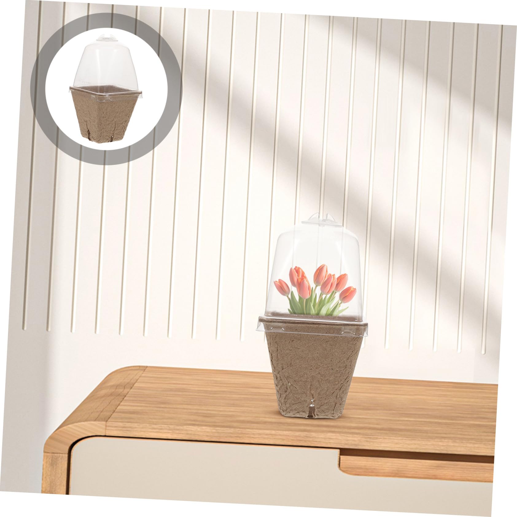 iplusmile Pots de Semis Carrés avec Dôme Ventilé en Pâte de Papier Lot de 36