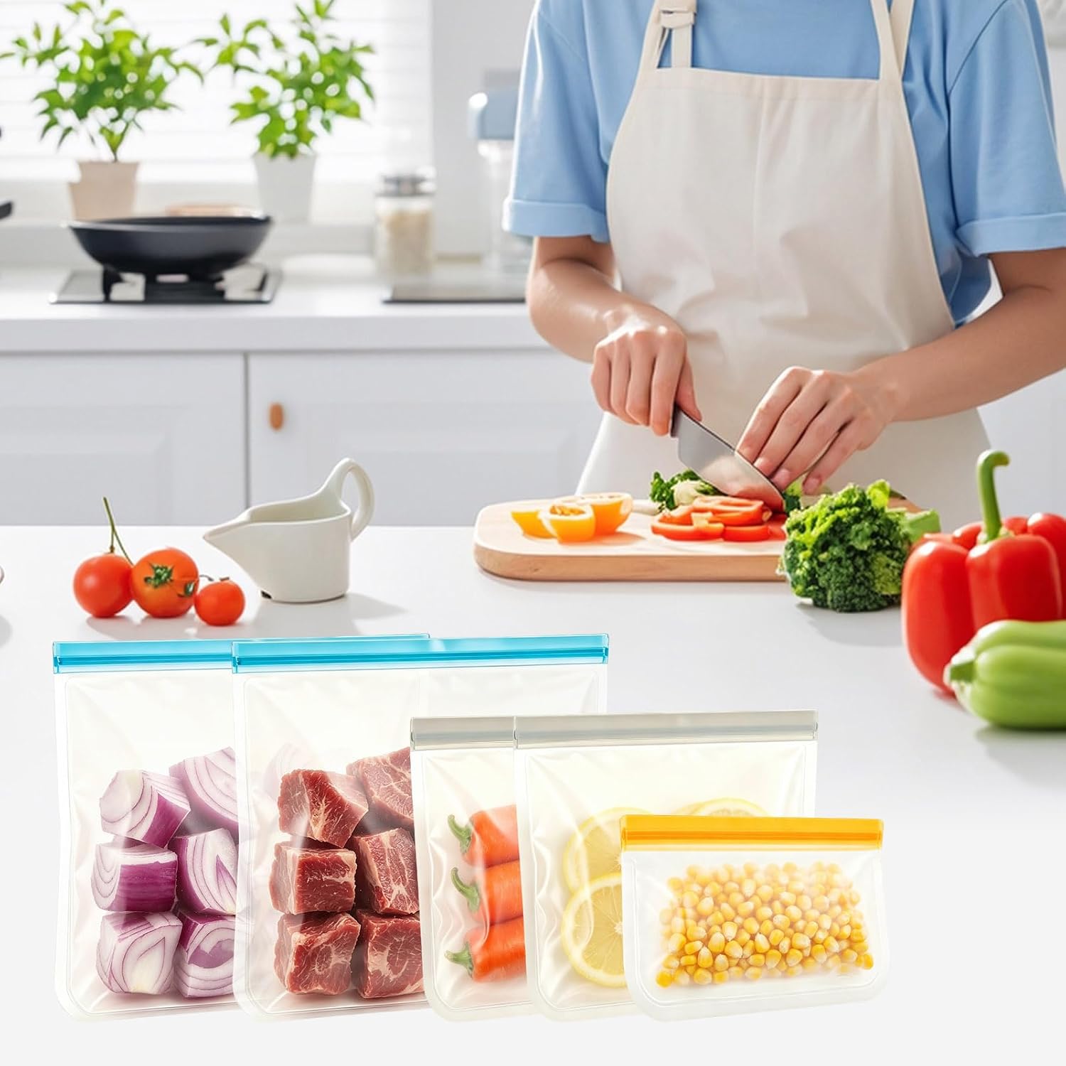18 Pack Reusable Gallon Freezer Bags Food Storage Bags for Snack Sandwich