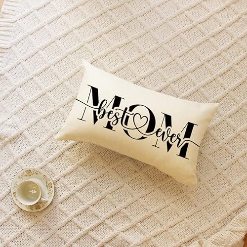 Miniatura 2 de Ogiselestyle Best Mom Ever - Fundas de almohada, 12 x 20 pulgadas, funda de cojín feliz para sofá