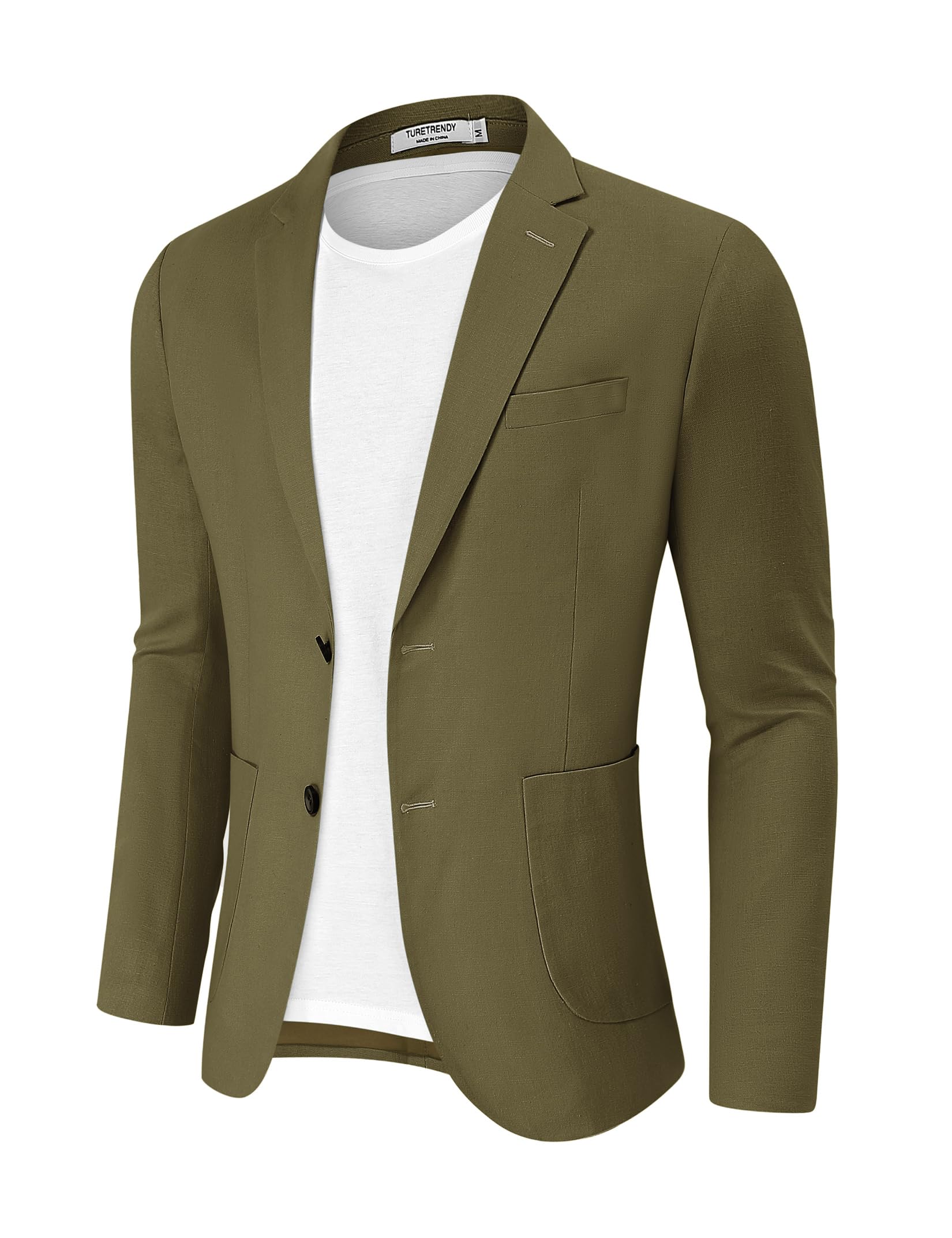 TURETRENDY Men's Casual Blazer Linen Sport Coat Two Button Lightweight ...