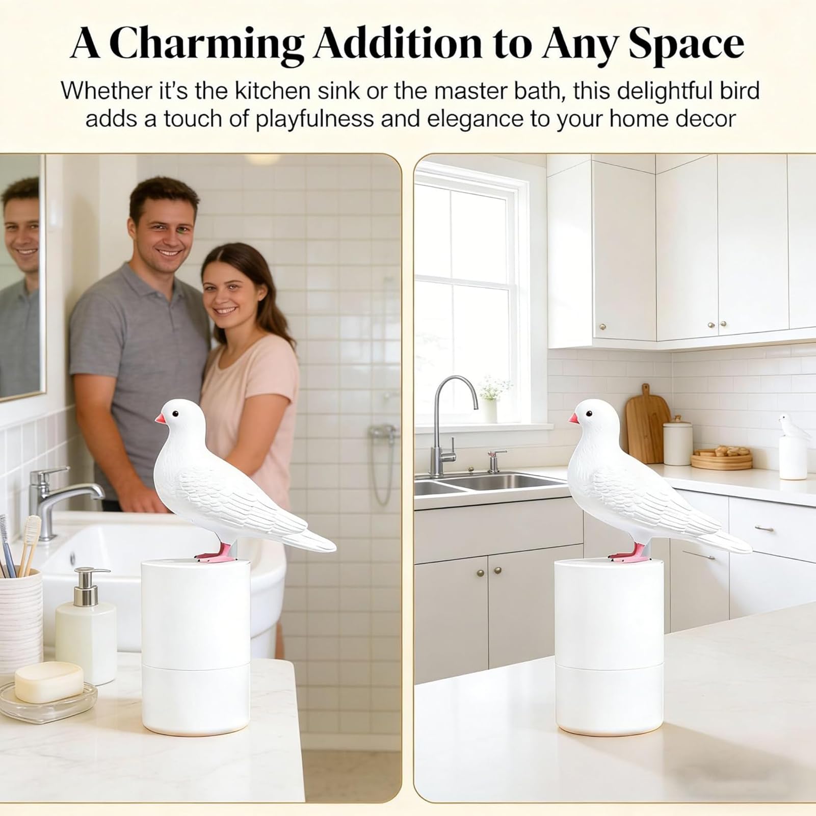 Dirty Bird Soap Dispenser, Lustiger Berührungsloser Vogel-Seifenspender, Automatischer Seifenspender, Induktions-Schaum-Handwaschspender, Flüssigseifenspender für Küchen, Badezimmer (Schwarz)