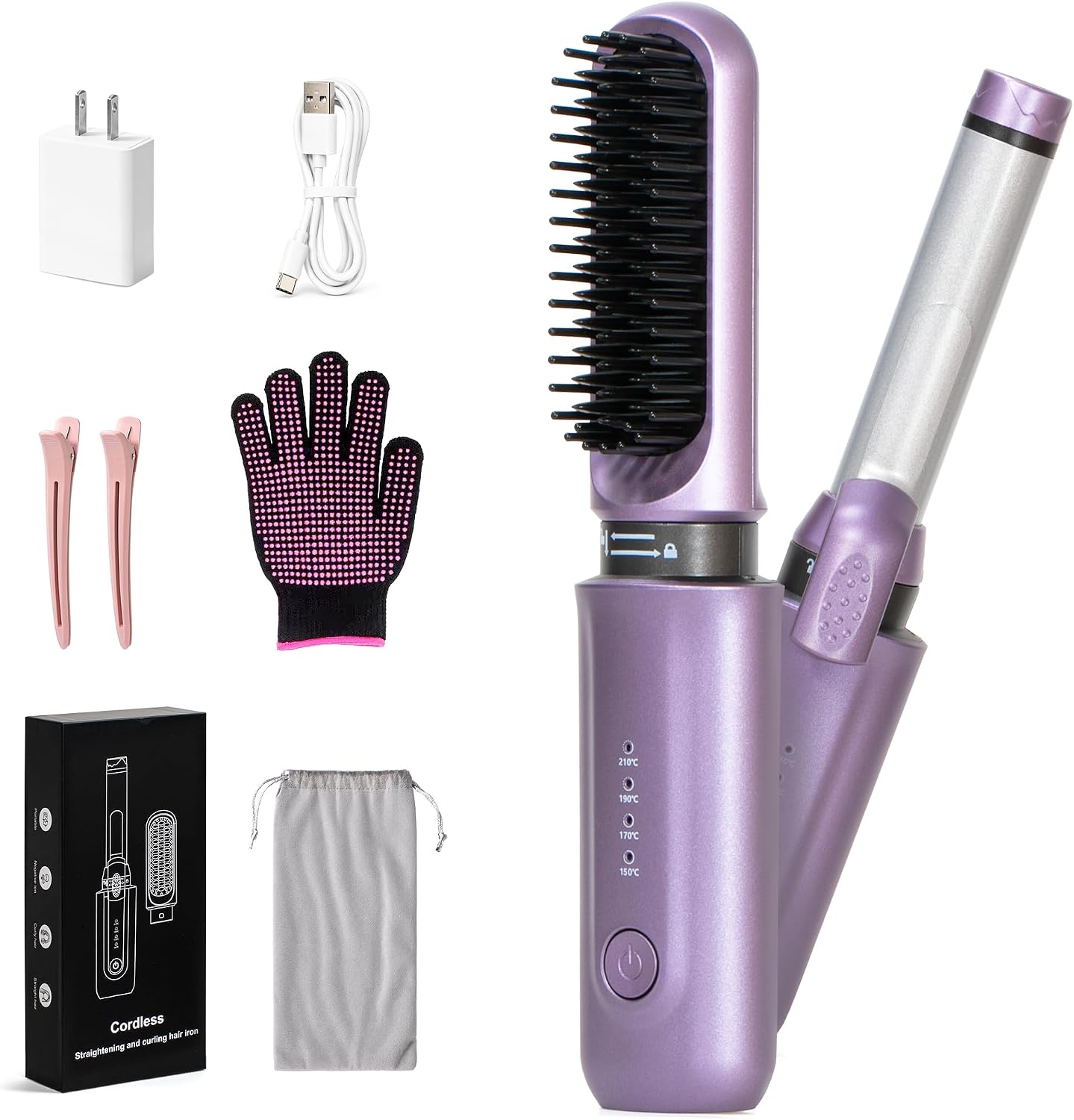 Smofrees 2-in-1 Cordless Hair Straightener Curler