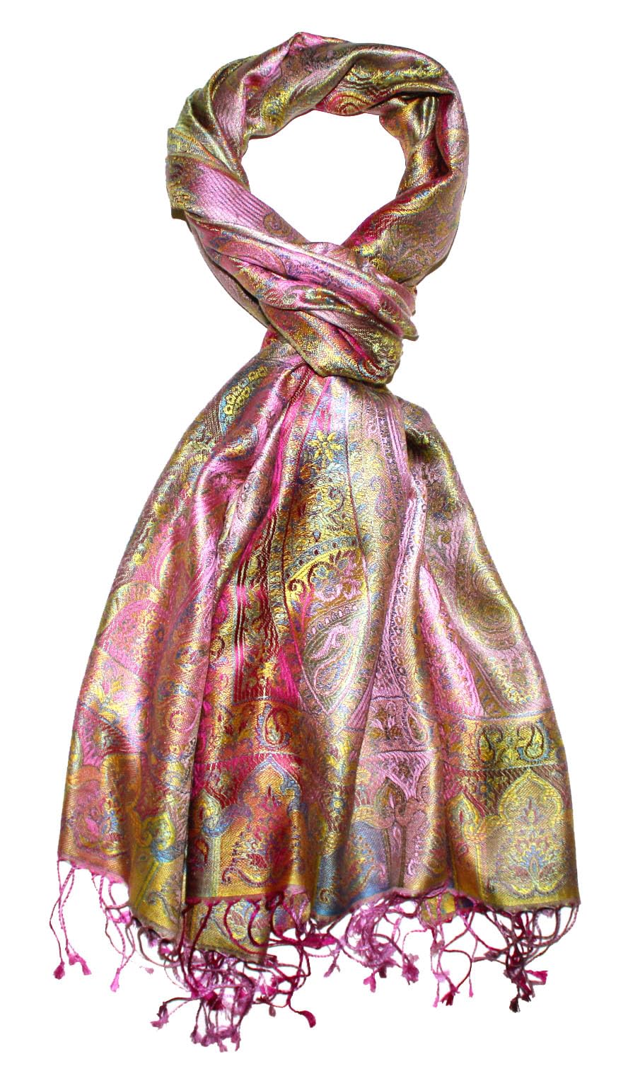 Lorenzo 78655 Cana Écharpe de luxe Pashmina pour femme – Écharpe tissée jacquard 100% soie Motif cachemire Tons pastel