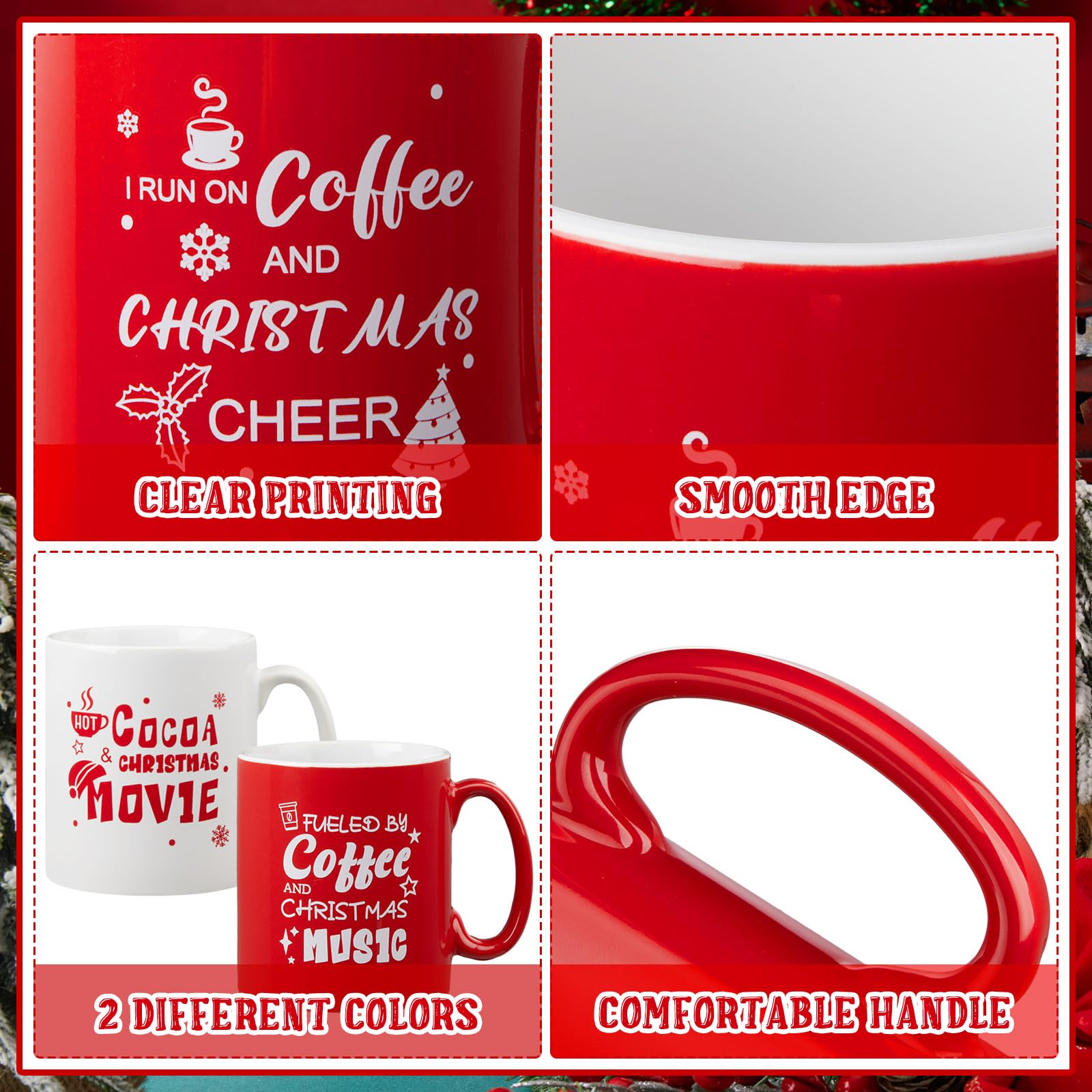 Maxcheck 6 tazas de Navidad reutilizables para Navidad, divertidas tazas de café de Navidad, para vacaciones, leche, cacao caliente, té, regalo de Navidad, decoración de bricolaje