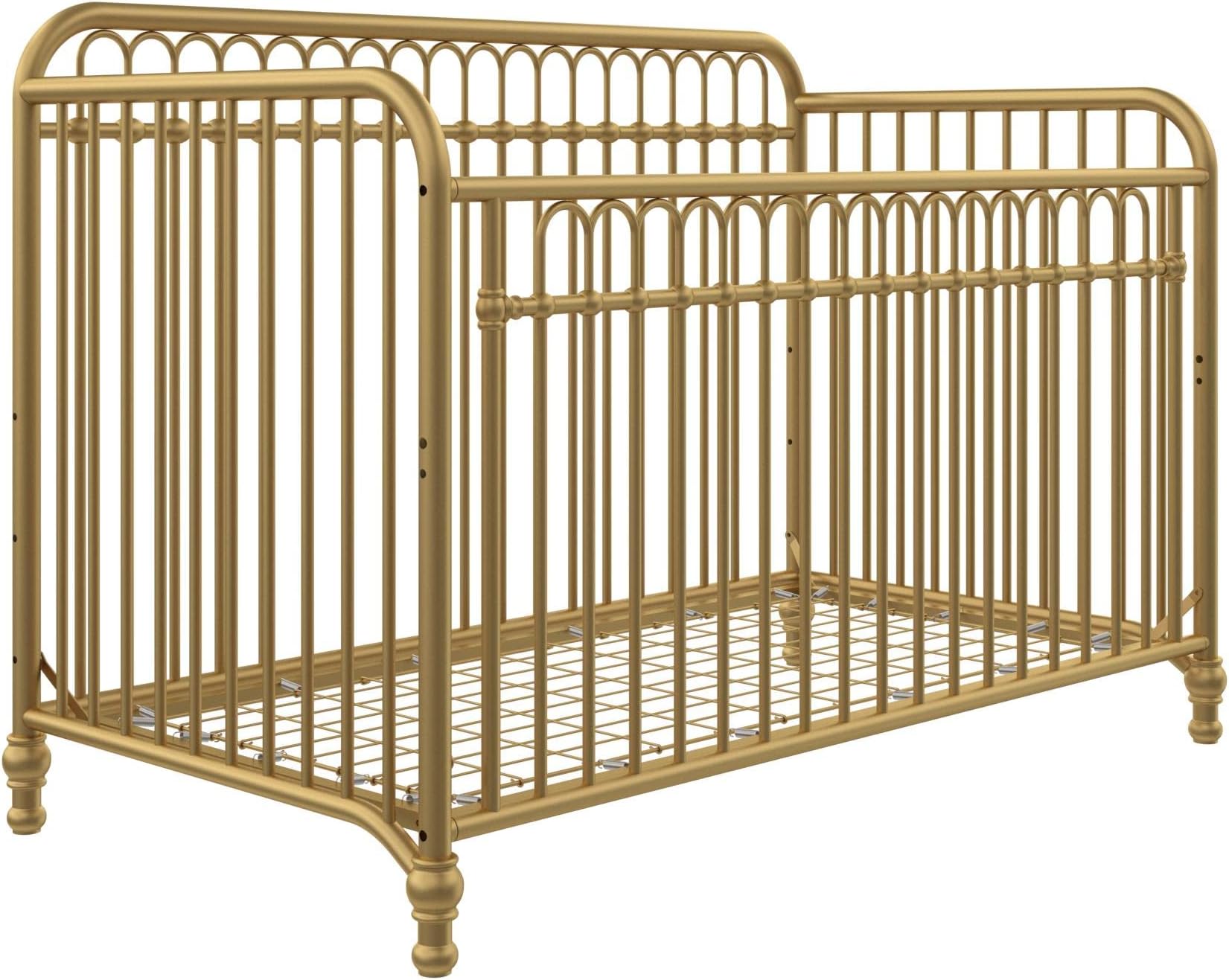 Little Seeds Raven 3-in-1 Convertible Metal Crib, JMPA Certified, Gold