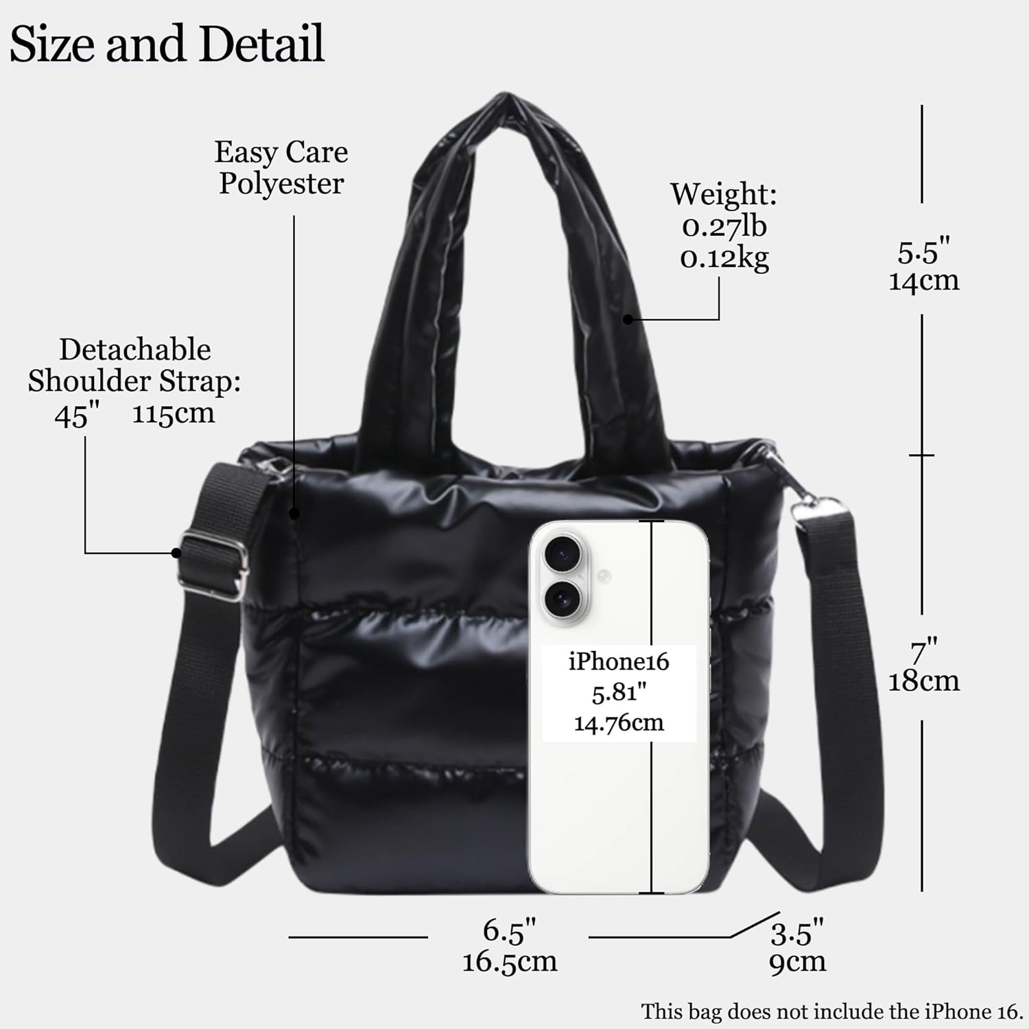 Quilted Metallic Lightweight Phone Crossbody Purse, Puffer Small Tote Bag Soft Padded Adjustable Strap, Women Shoulder Bag - Image 4