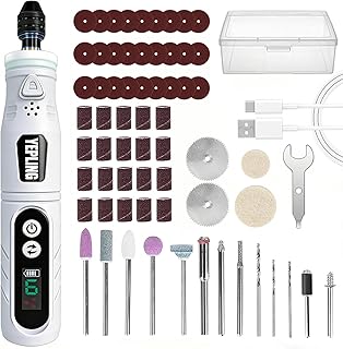 Kabelloses Drehwerkzeug, 3,7 V Li-Ion, elektrisches Mini-Schleifer-Set mit Front-LED-Arbeitsleuchte, 6 variable Geschwindigkeiten, 68-teiliges Zubehör, USB-Lade-Multi-Tool mit Universalfutter, perfekt