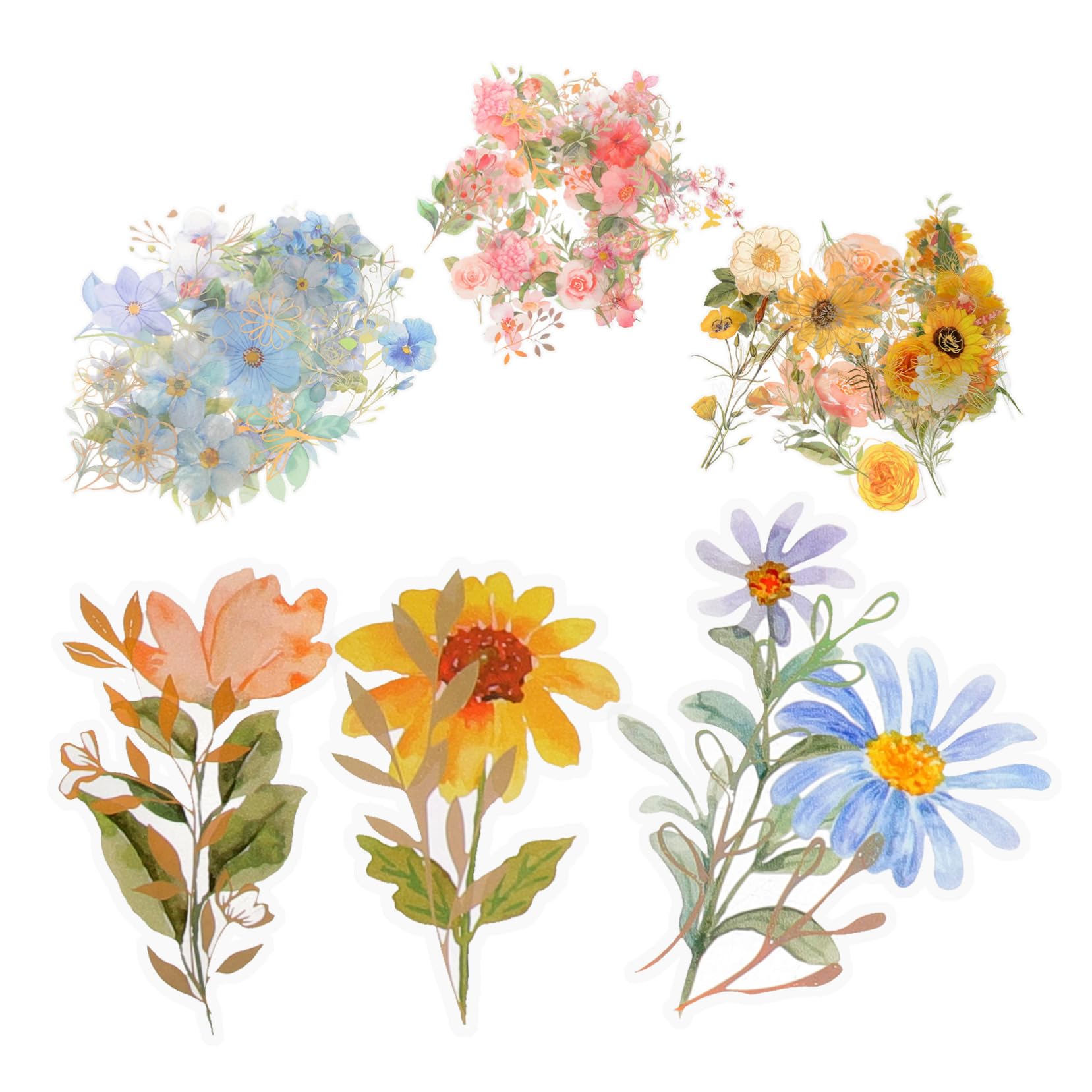 Housoutil 15 Set Adesivi Floreali Decorativi per Scrapbooking Adesivi Trasparenti Impermeabili per Progetti Fai da Te Stile Chic per Album