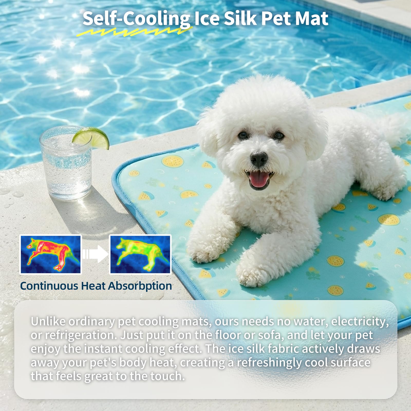 NWK 4 alfombrillas de refrigeración para perros, de seda helada, para perros y gatos, manta portátil y lavable para mascotas, asientos de coche, camas para verano (mediano (27.5 x 20 x 0.3 pulgadas