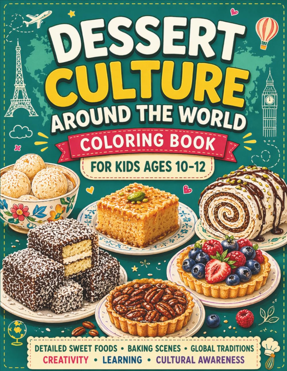 Dessert Culture Around the World Coloring Book for Kids Ages 10–12: Detailed Sweet Foods, Baking Scenes & Global Traditions — Advanced Coloring Pages for Creativity, Learning & Cultural Awareness