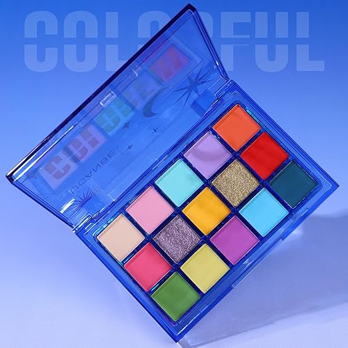 Miniatura 5 de UCANBE Paleta de sombras de ojos coloridas, 15 colores vibrantes brillantes brillantes mate metálico neón paleta de maquillaje de ojos, arco iris,