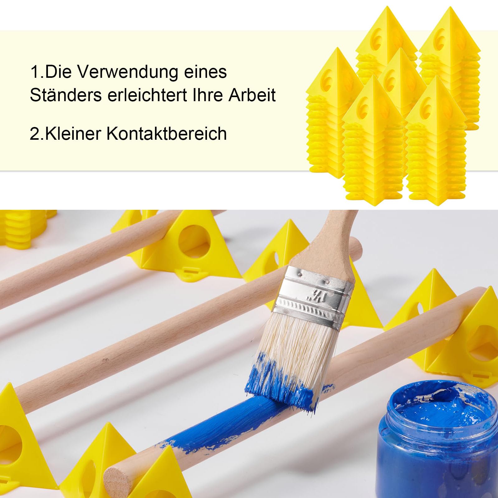 Supporti a Piramide 60 pezzi Pittura Piramidi Verniciatura Plastica Supporto per Progetti Dipinto Mobili Giallo
