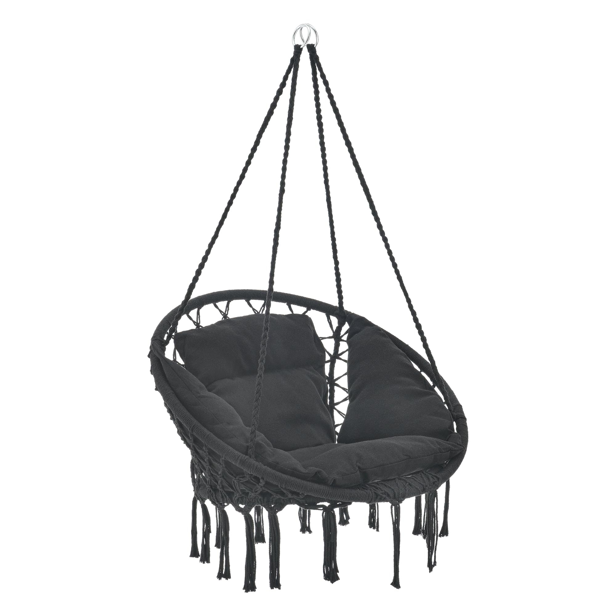 Amaca seduta Rotonda con Cuscino Sedia Sospesa diametro seduta 60 cm Nero 03_0006060