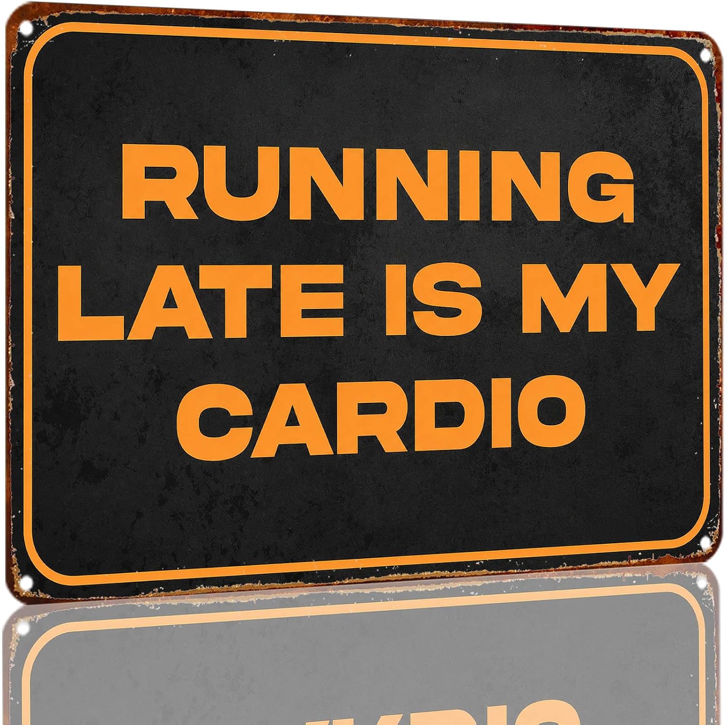 Funny Humorous Fitness Wall Sign 8x12 Inch Running Late Is My Cardio