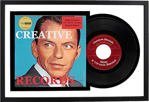 Miniatura 3 de Creative Picture Frames Marco de disco de vinilo individual de 7 pulgadas con doble paspartú blanco y negro, vinilo de 6 78 pulgadas y cubierta de 7