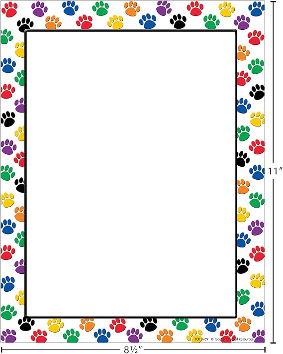 Teacher Created Resources Colorful Paw Prints Computer Paper (4769), Multicolor