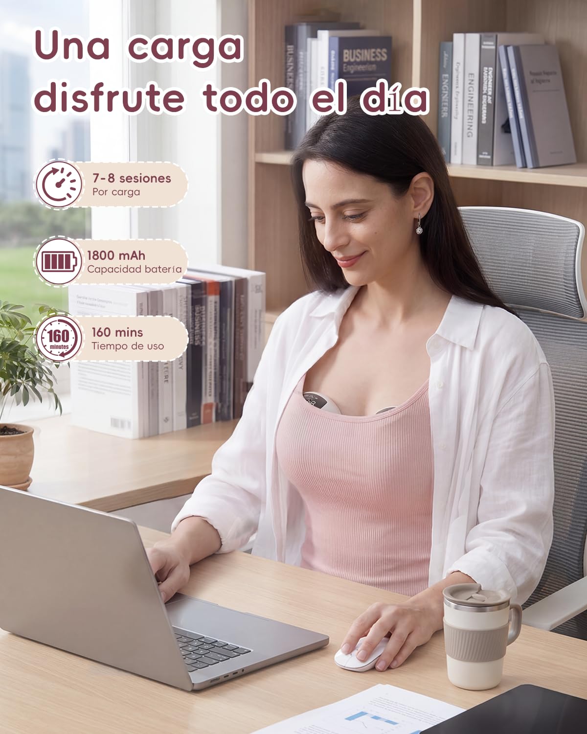 Lulia Sacaleches Electricos, Extractor de Leche Materna con 4 Modos Y 9 Niveles, 380mmHg Succion Fuerte, Discreta, Sacaleches Manos Libres Con Boquillas De 17/19/21/24 MM, Blanco, 2 Piezas